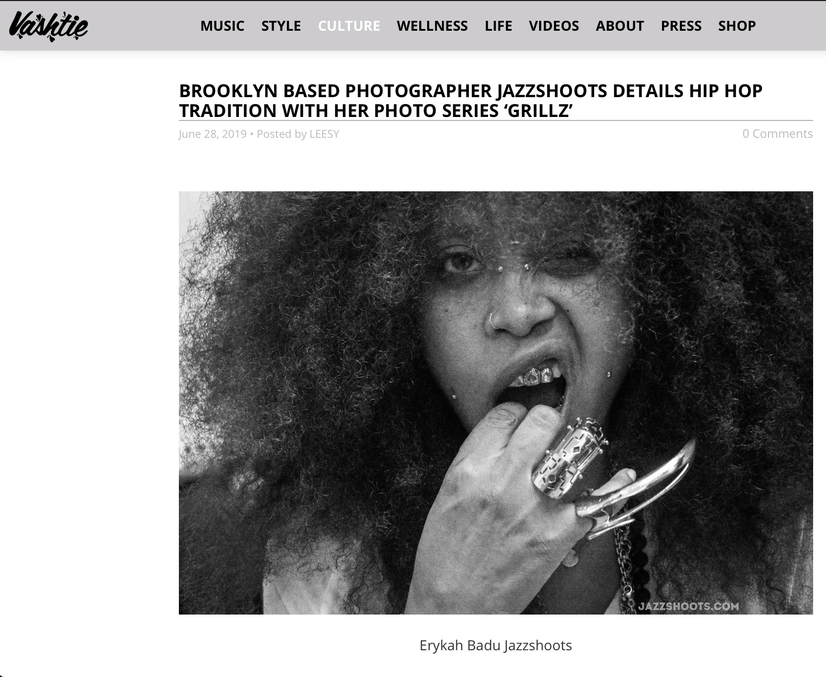 VASHTIE.COM - BROOKLYN BASED PHOTOGRAPHER JAZZSHOOTS DETAILS HIP HOP TRADITION WITH HER PHOTO SERIES ‘GRILLZ’