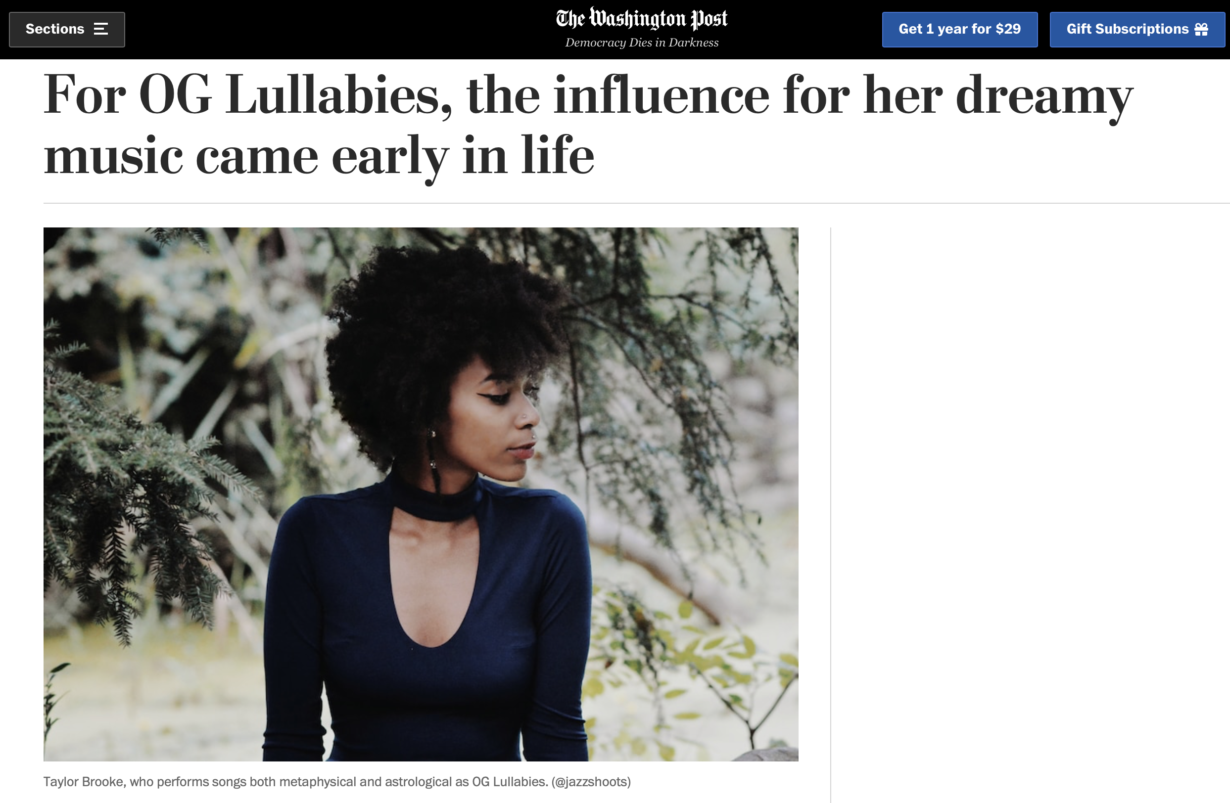 Washington Post profile on OG Lullabies.
