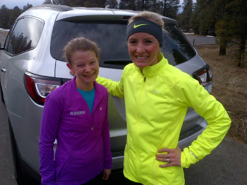 Reporting a feature on Shalane Flanagan's preparation for the 2014 Boston Marathon. (Photo by Steve Flanagan)