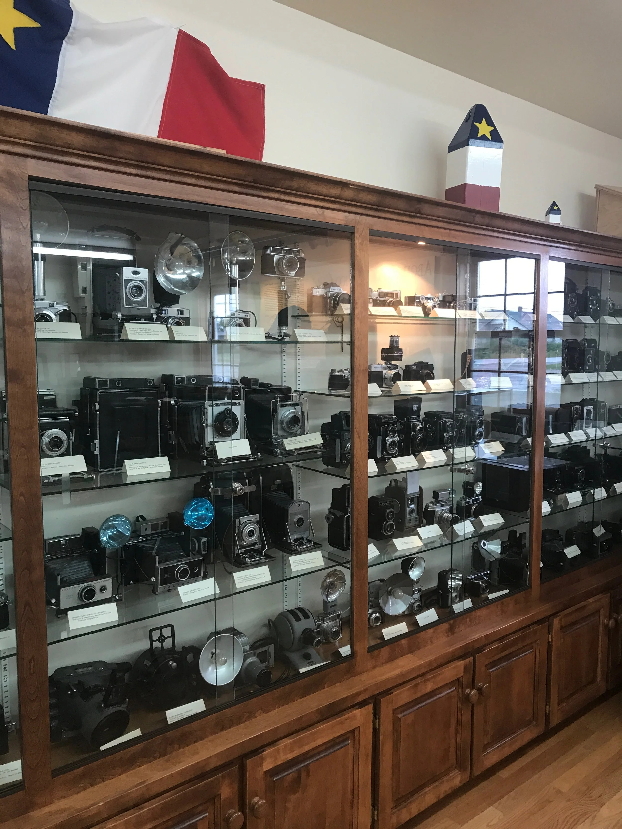 Just a portion of the antique cameras on display at the the Musee Des Acadiens Des Pubnico