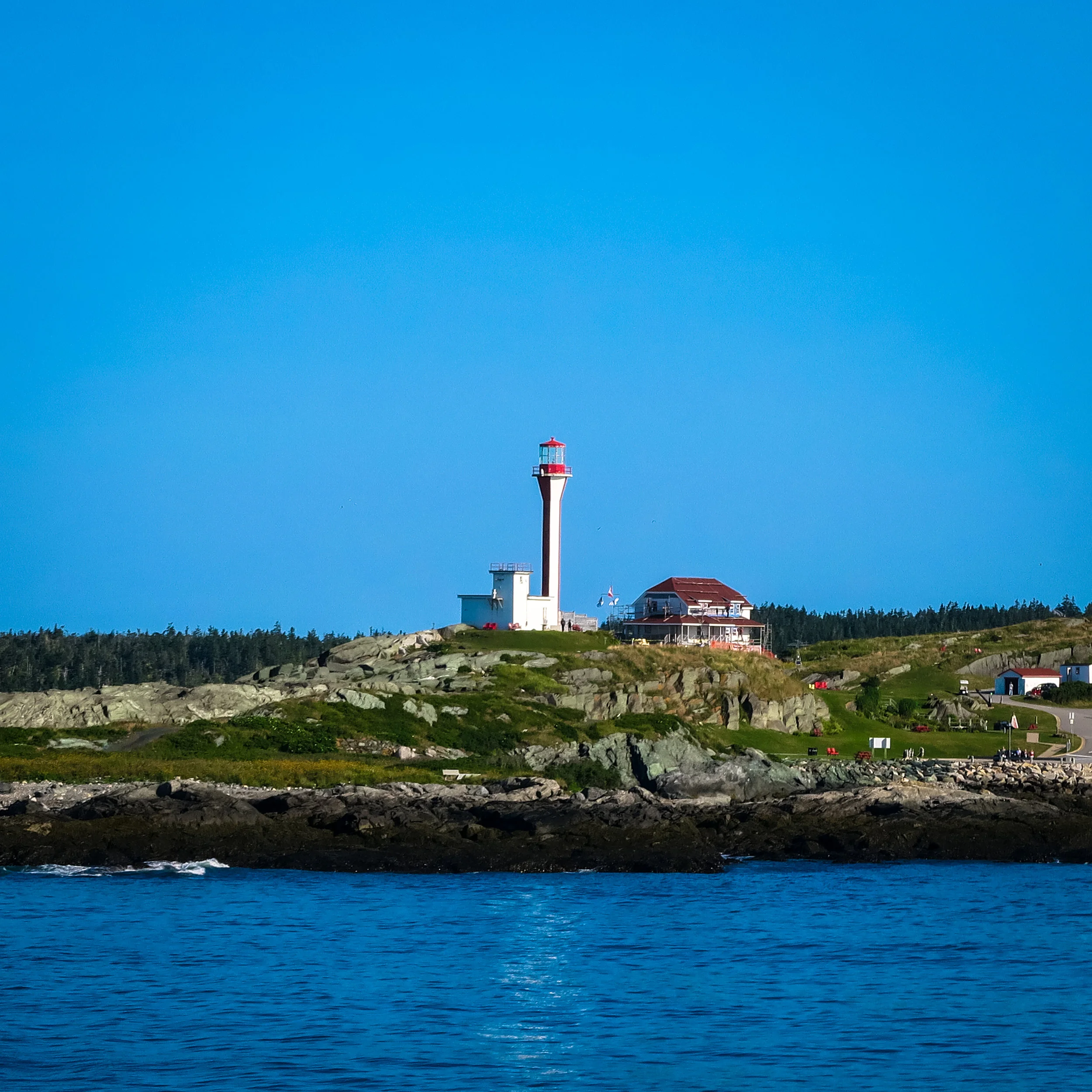 The Cape Forchu Lightstation, as seen from the CAT Ferry.