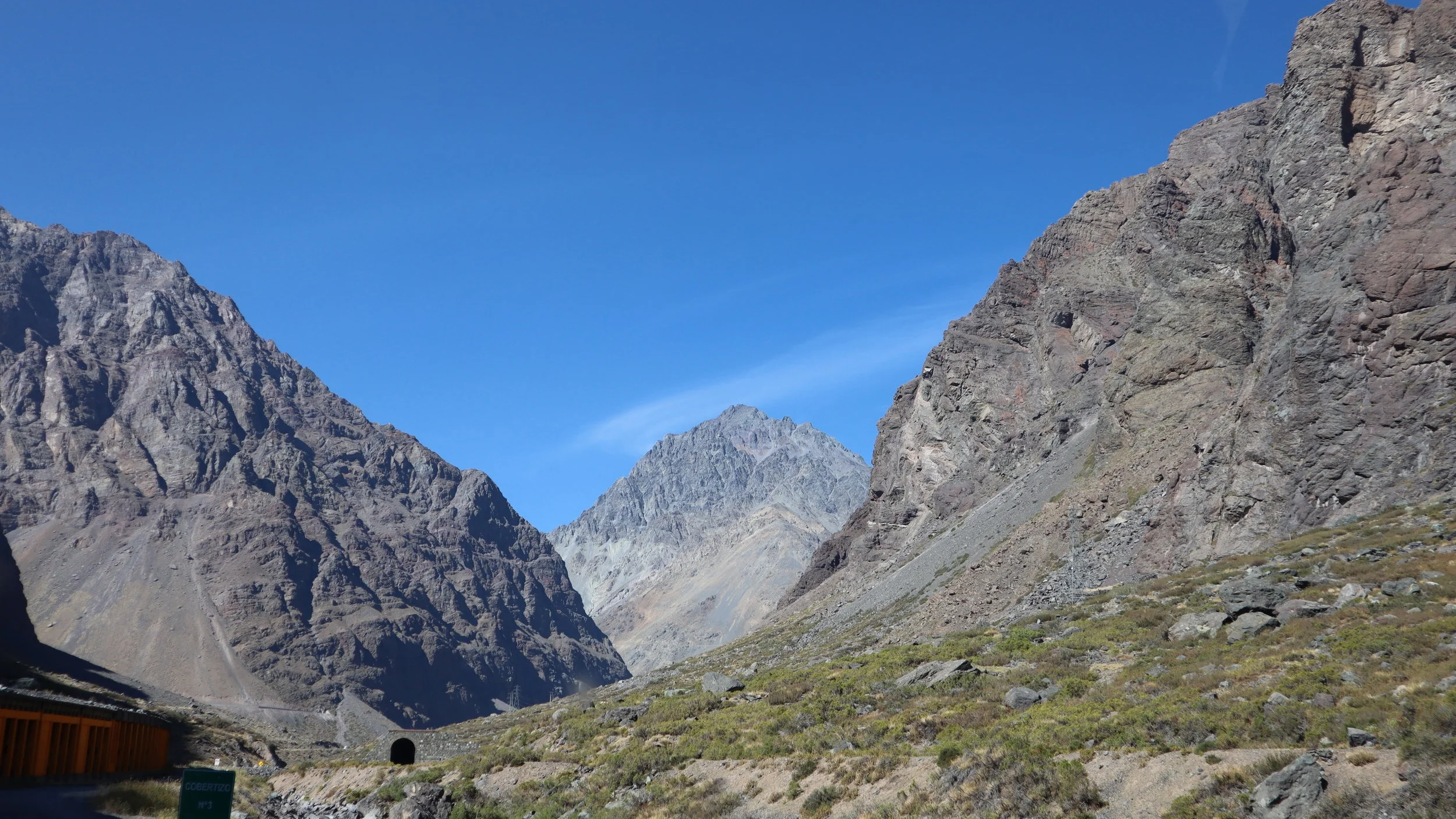 Somewhere in the Andes Mountains between Santiago and Mendoza.