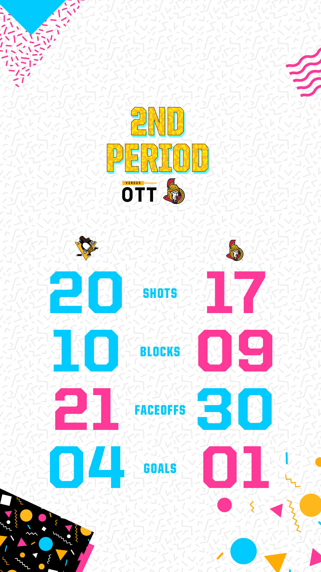 '90s Night 2nd Period Stats Graphic