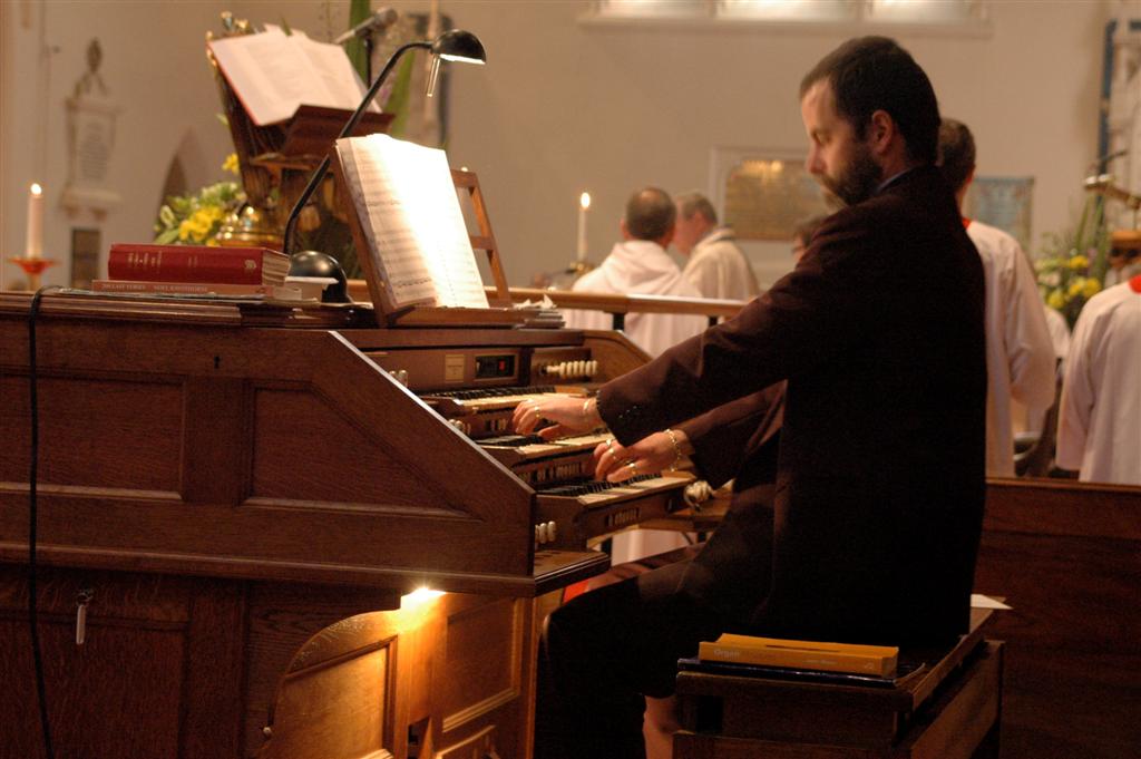 Siegried at the organ console