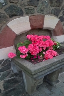 How many types of stone can you see at this old fountain?