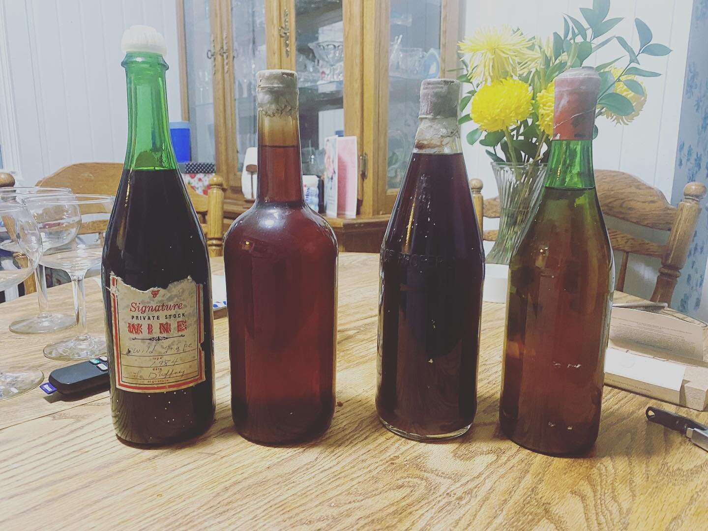 The wine my Dad made in the early 70s and the wine my Great-Uncle Leonard made in 1984