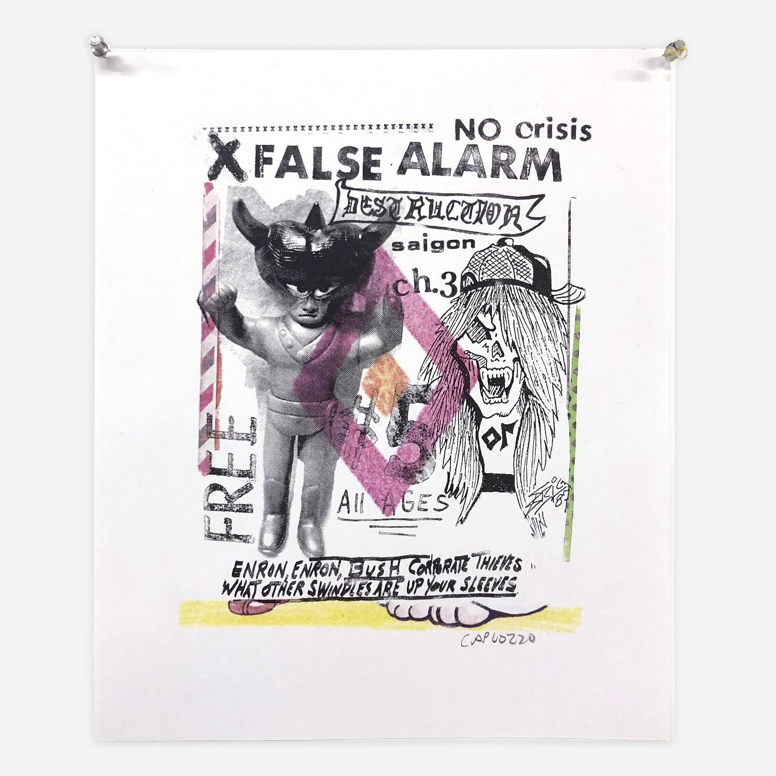 X False Alarm, ink transfer on paper, 14" x 17", 2019