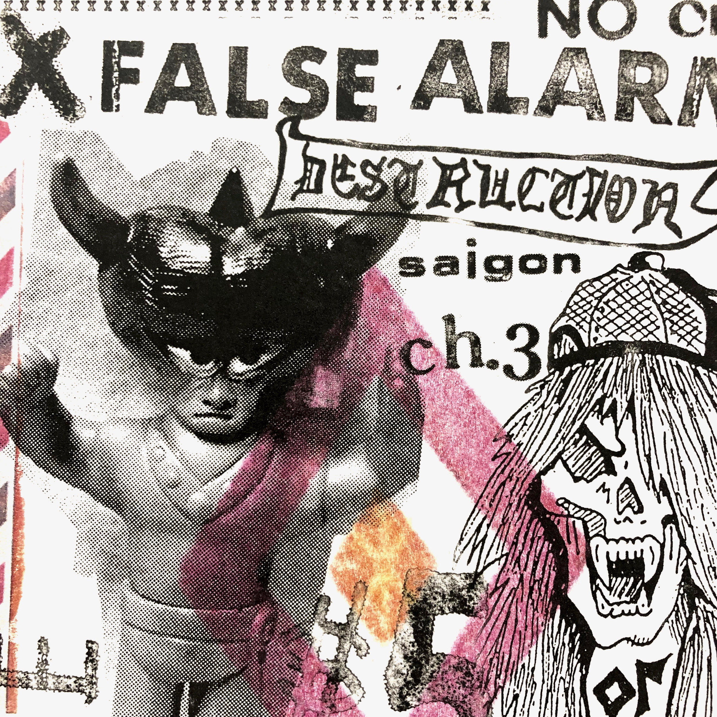X False Alarm (detail), ink transfer on paper, 14" x 17", 2019