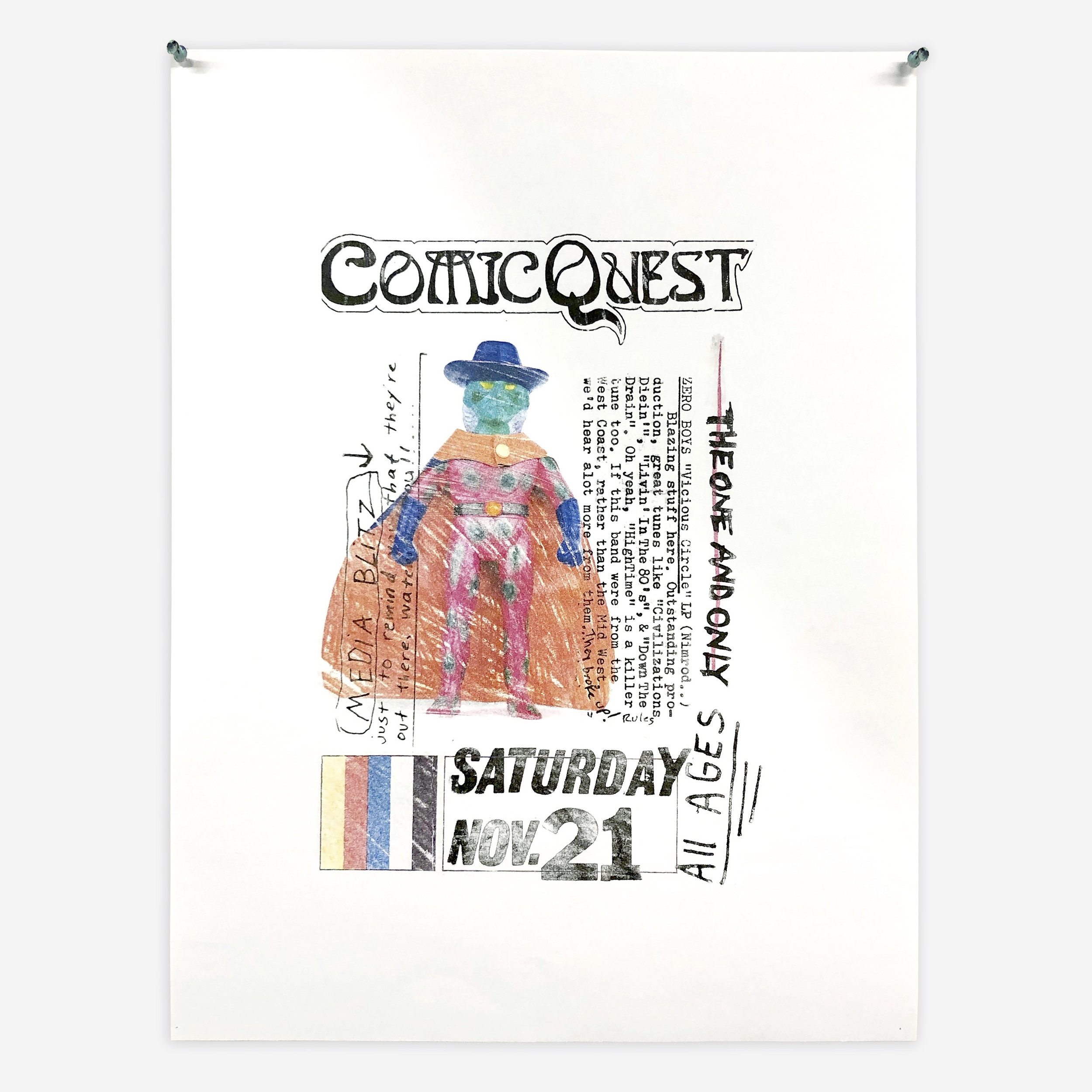 ComicQuest, ink transfer on paper, 18" x 24", 2019