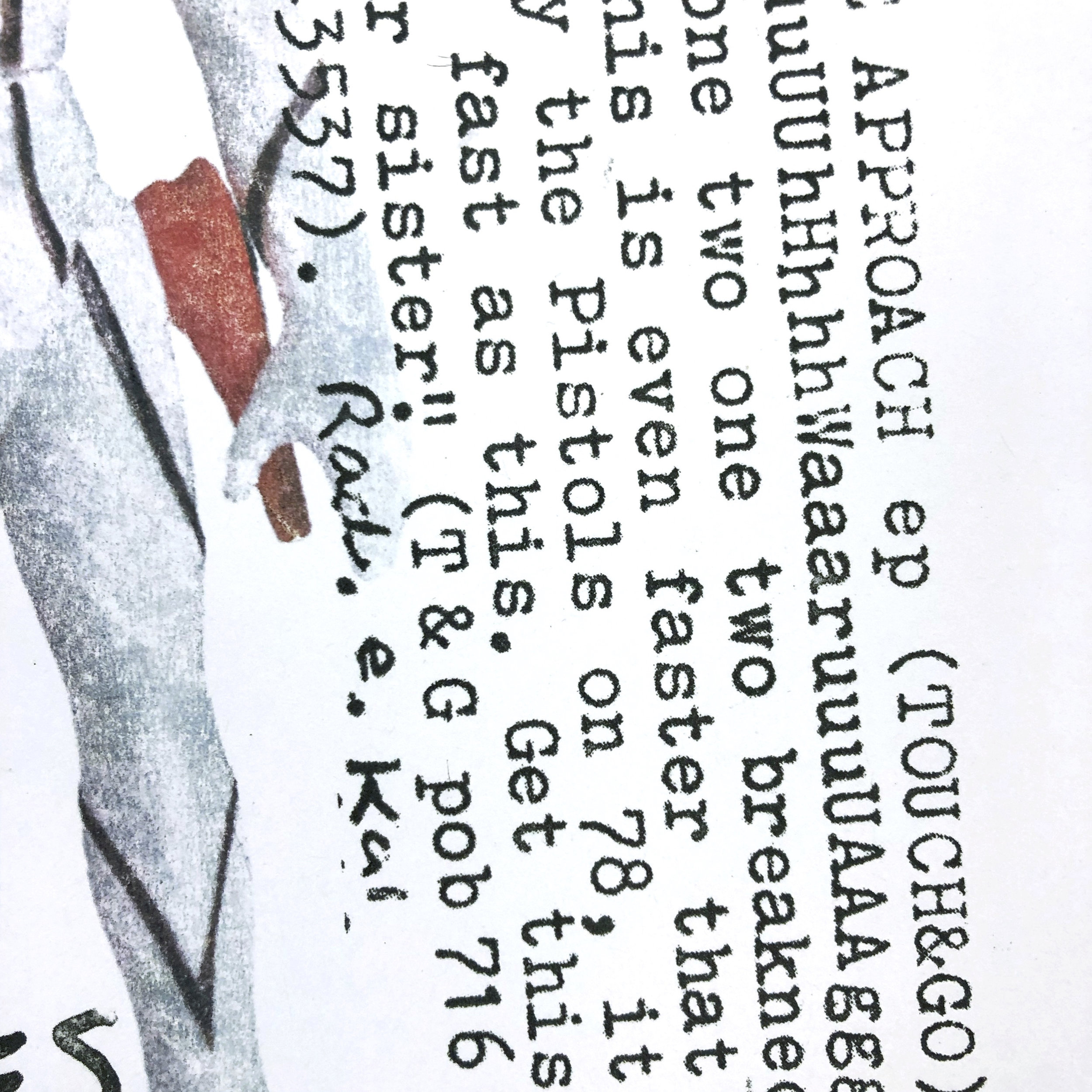 Thrashathon (detail) , ink transfer on paper, 14" x 17", 2019