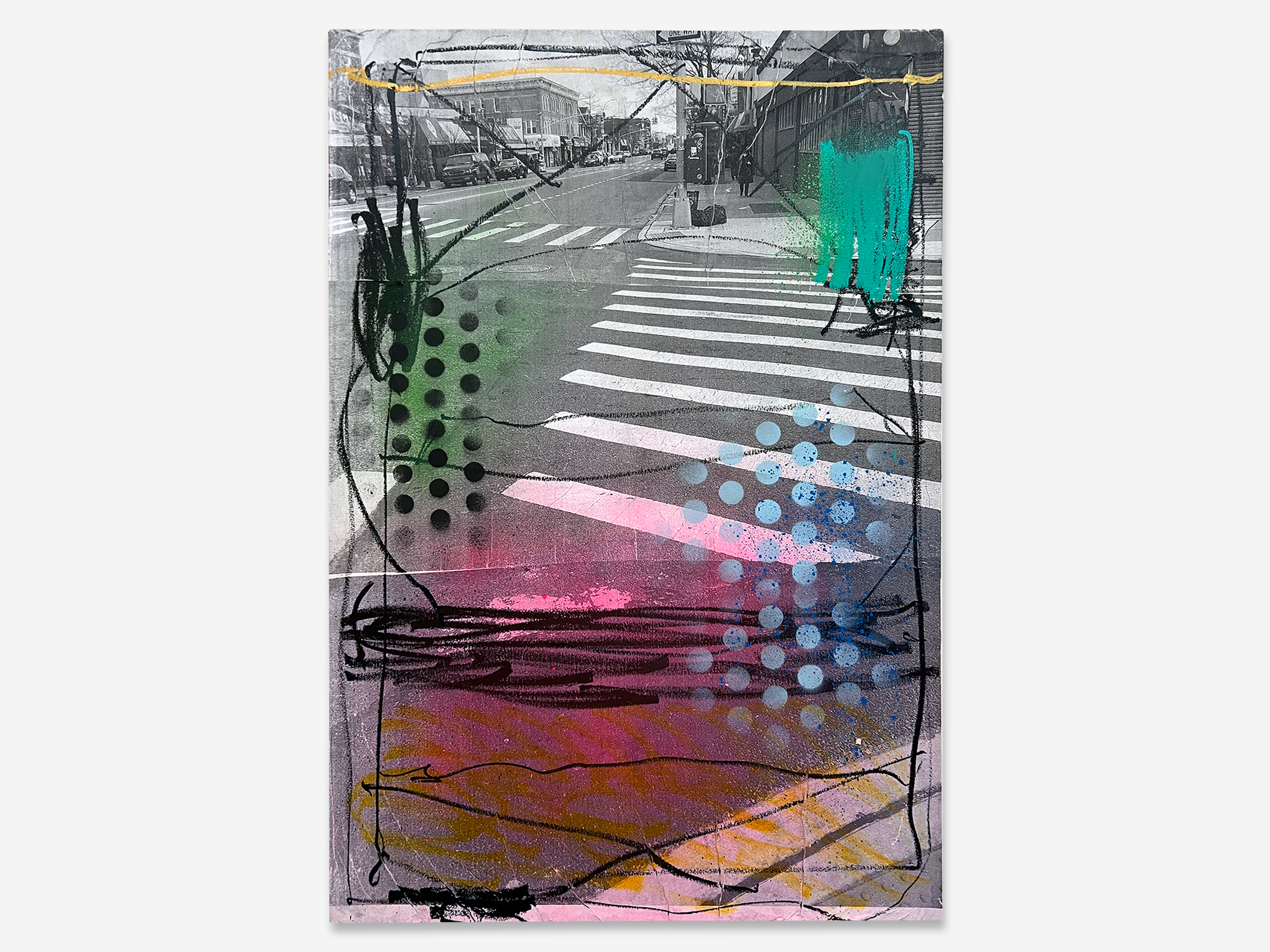   Chrich Ave.,  mixed media on canvas, 24” x 36”, 2024 