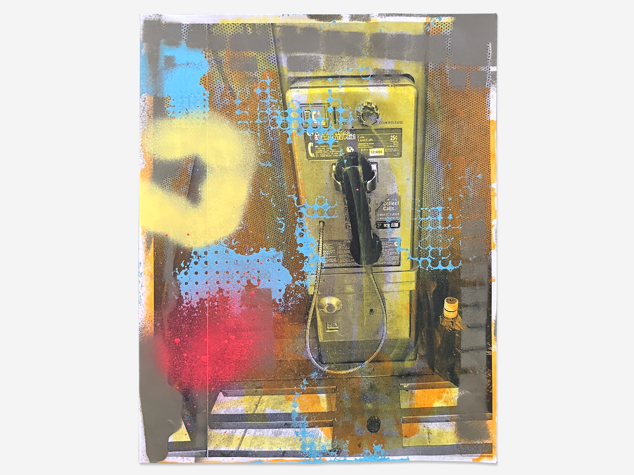   Phone Booth , mixed media on paper, 8.5” x 11”, 2021 