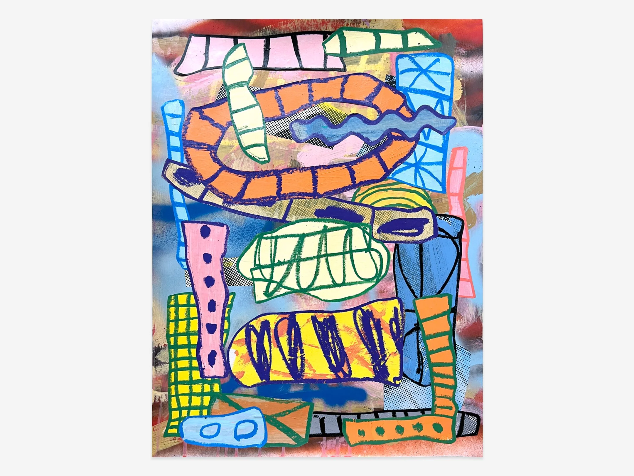   Untitled (062925,)  mixed media on paper, 24”x 18”, 2025 