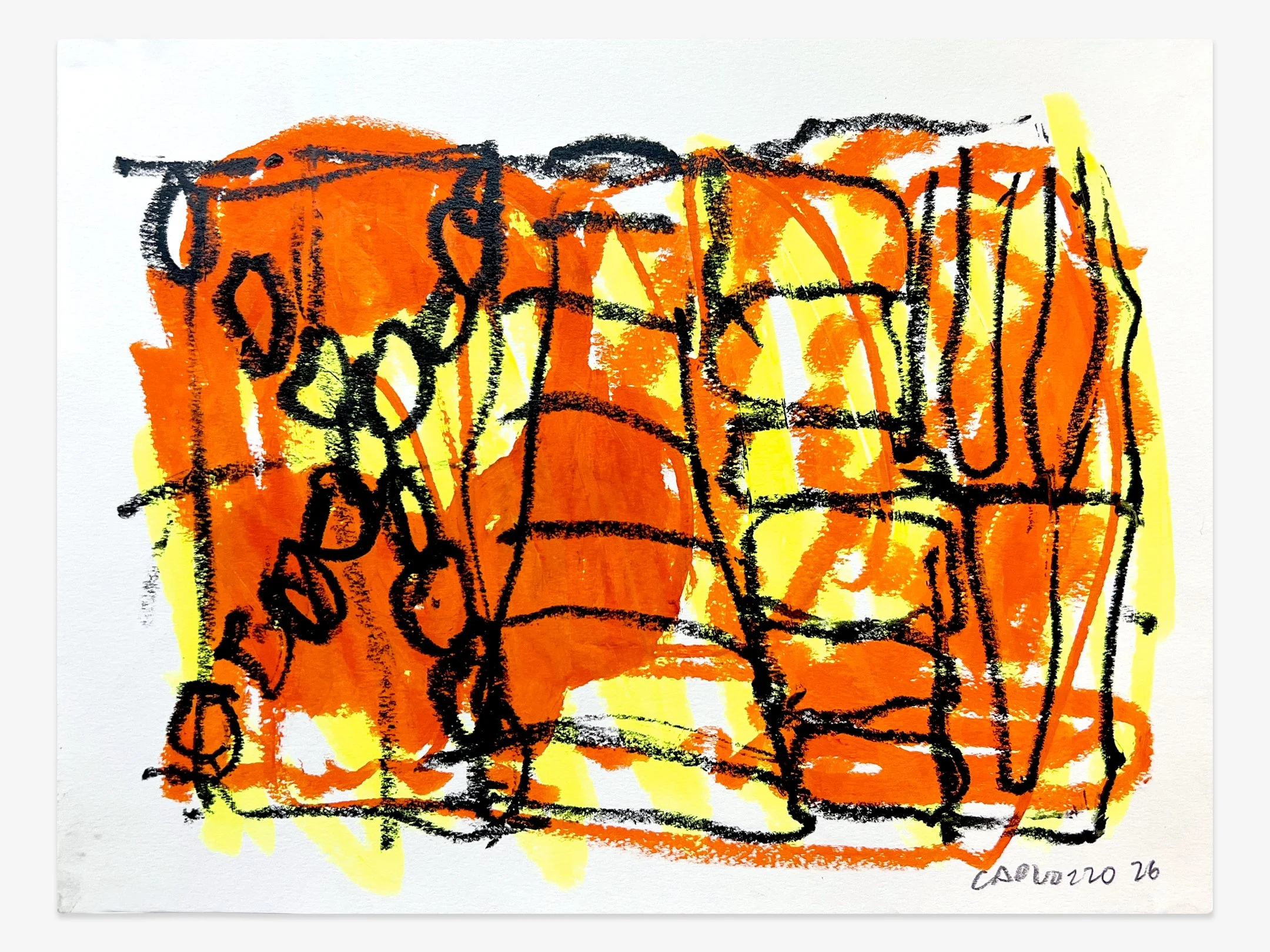   Untitled (090826d ), mixed media on paper, 9" x 12,“ 2026 