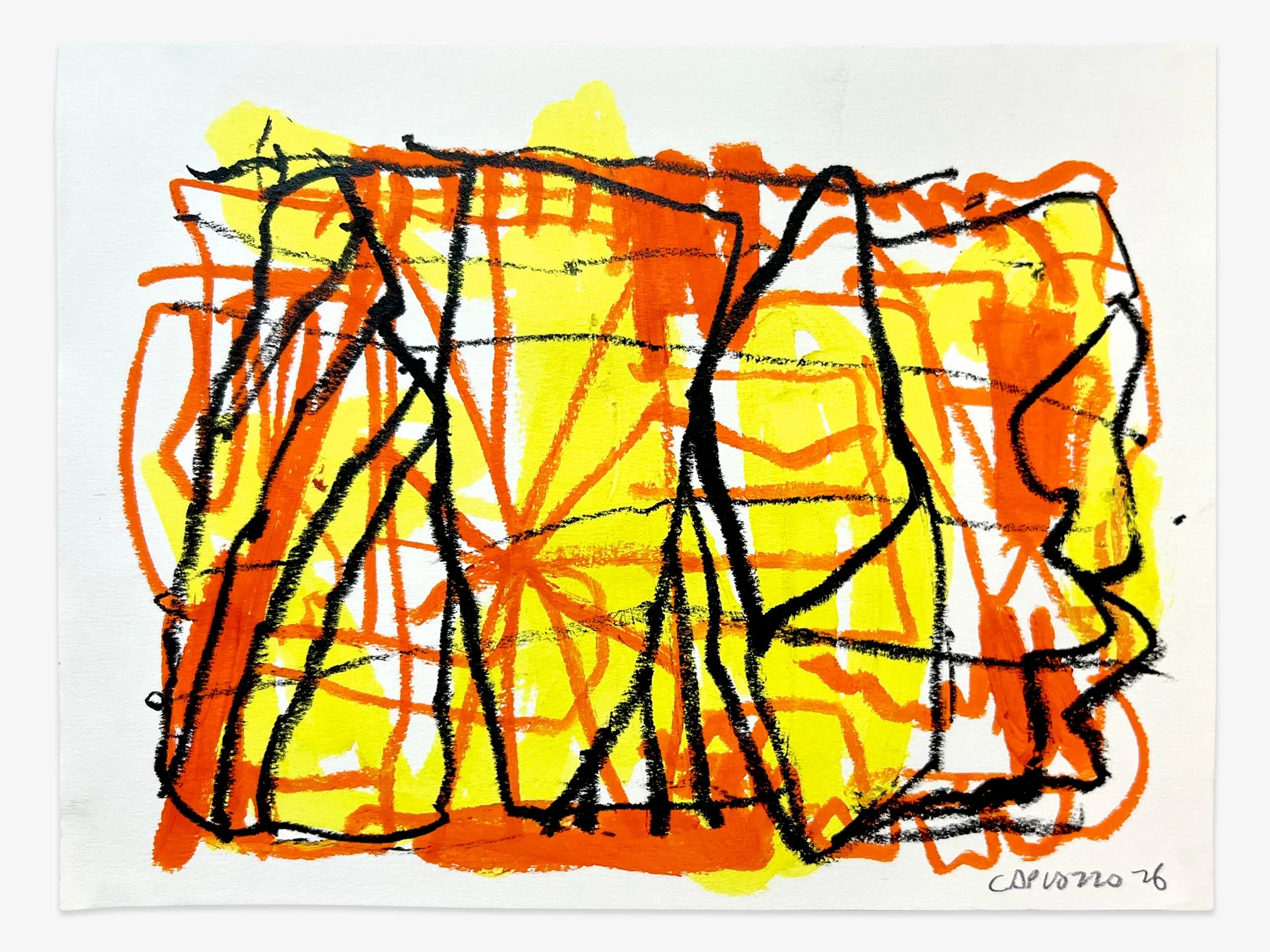   Untitled (090826e ), mixed media on paper, 9" x 12,“ 2026 