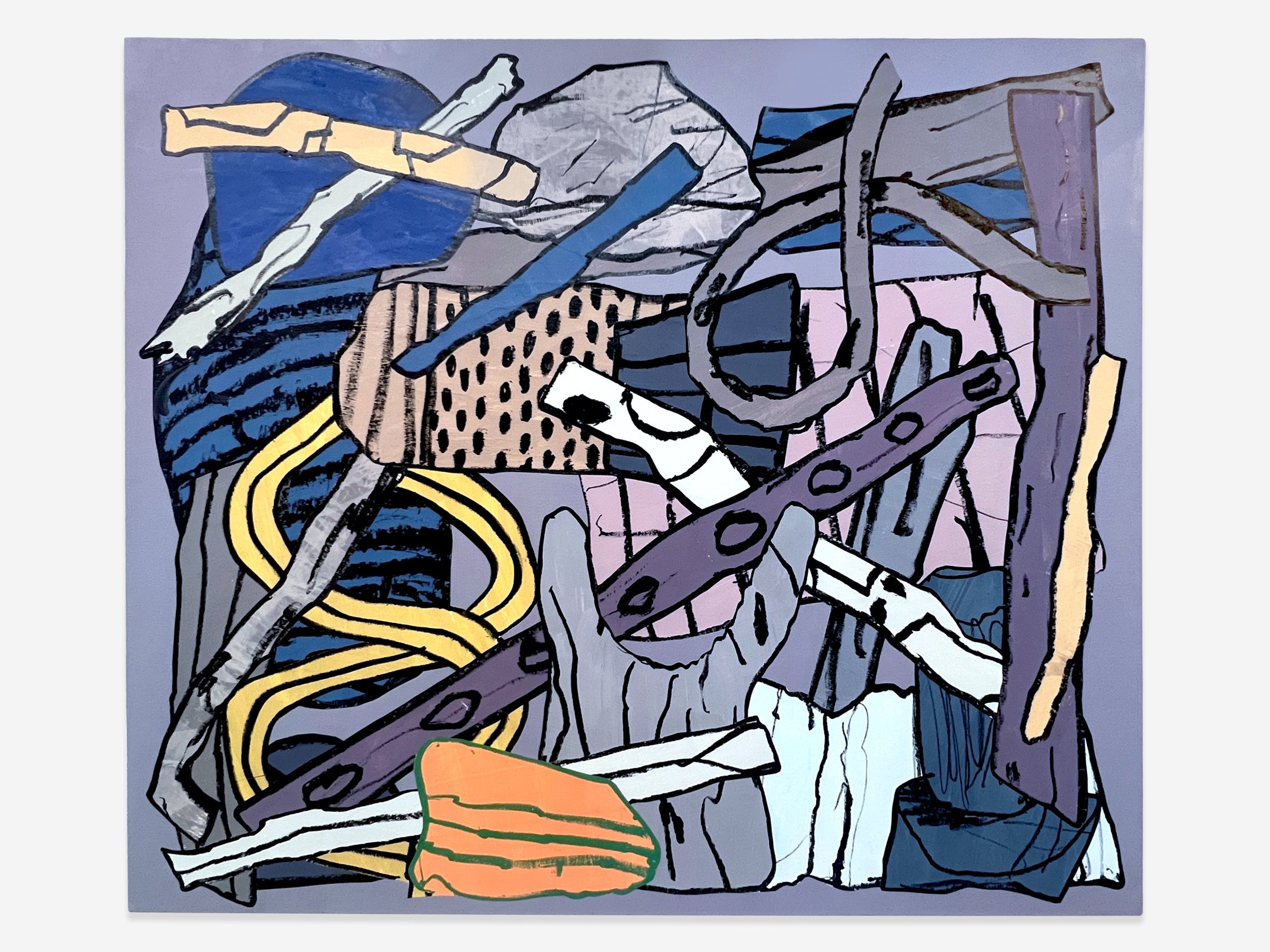   Looted Shrine (082226),  36"x 42", mixed media on canvas, 2026 