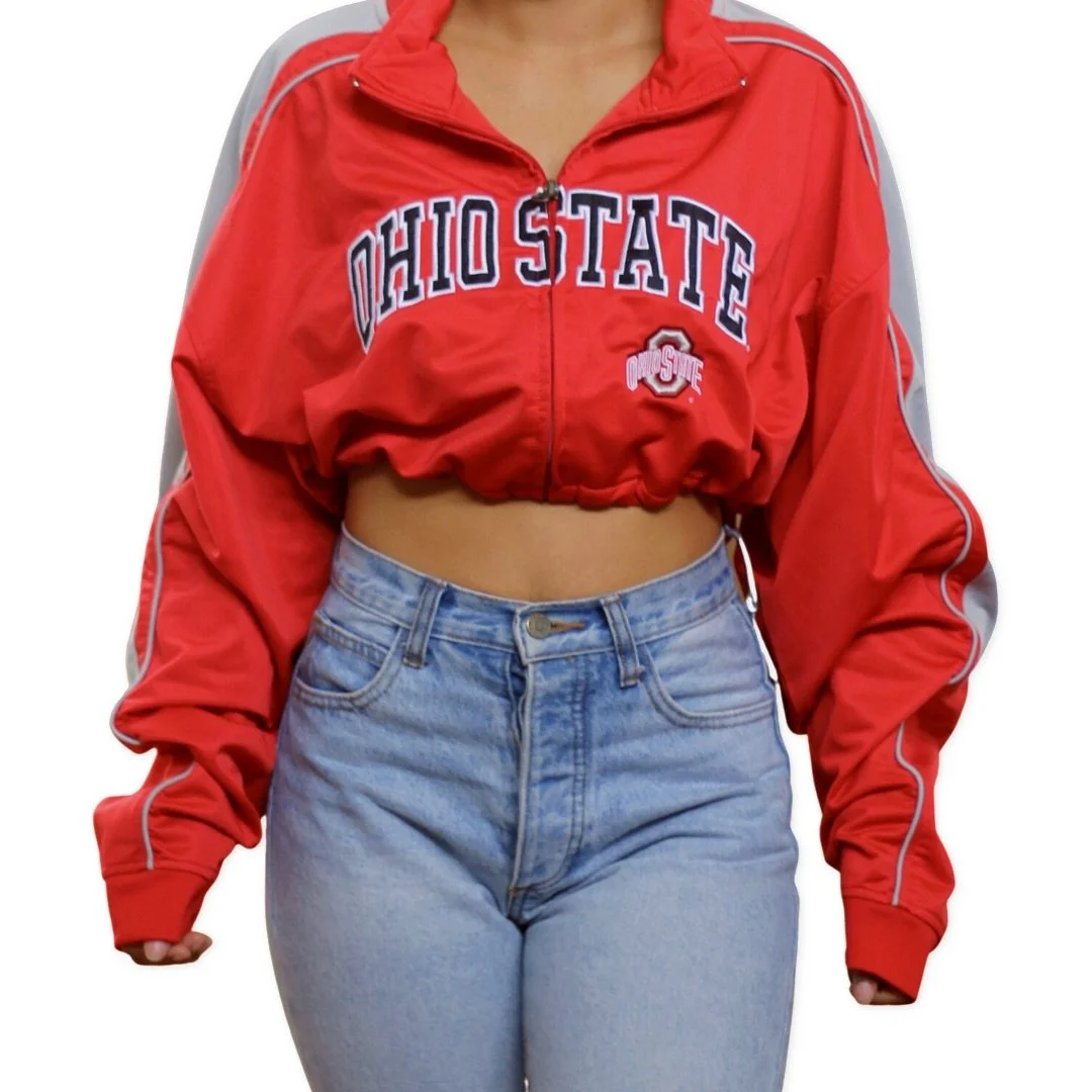 ohio state cropped moletom com capuz