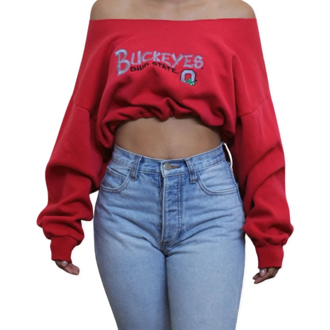 Vintage Ohio State drawstring crop 