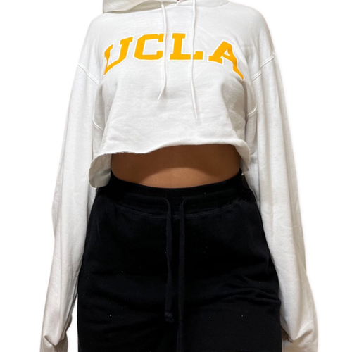 Colosseum Women's UCLA Bruins Cream Perfect Date Cropped Pullover Hoodie, Medium, White