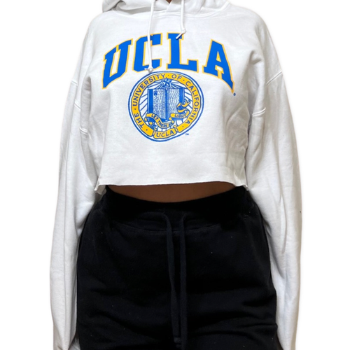 Colosseum Women's UCLA Bruins Cream Perfect Date Cropped Pullover Hoodie, Medium, White