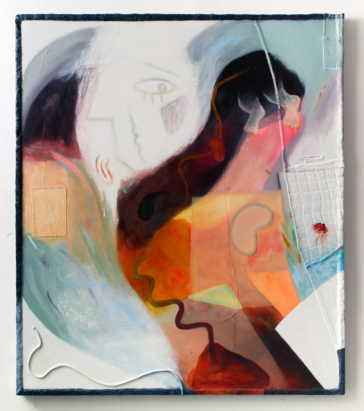 Tethered to a Ghost 2018 acrylic, oil and mixed media on canvas with paper pulp frame 62.5 x 72.5”