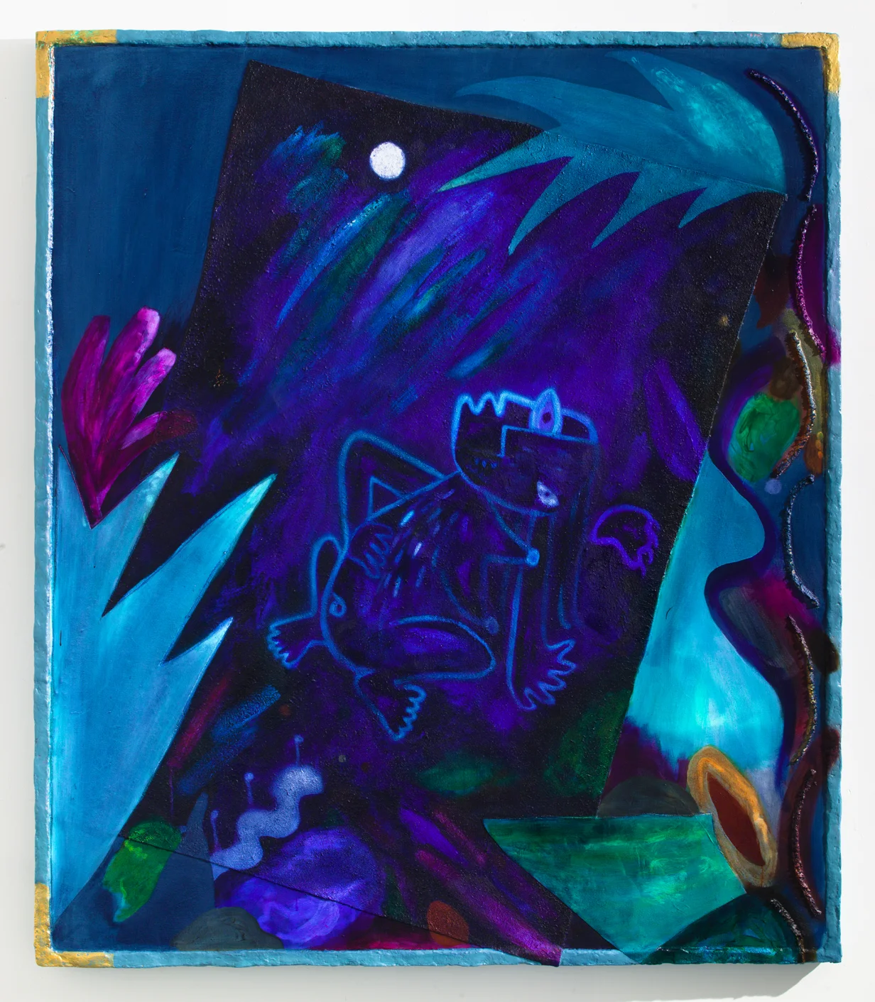 Mater Lupis 2018 acrylic, oil and mixed media on canvas with paper pulp frame 62.5 x 72.5”