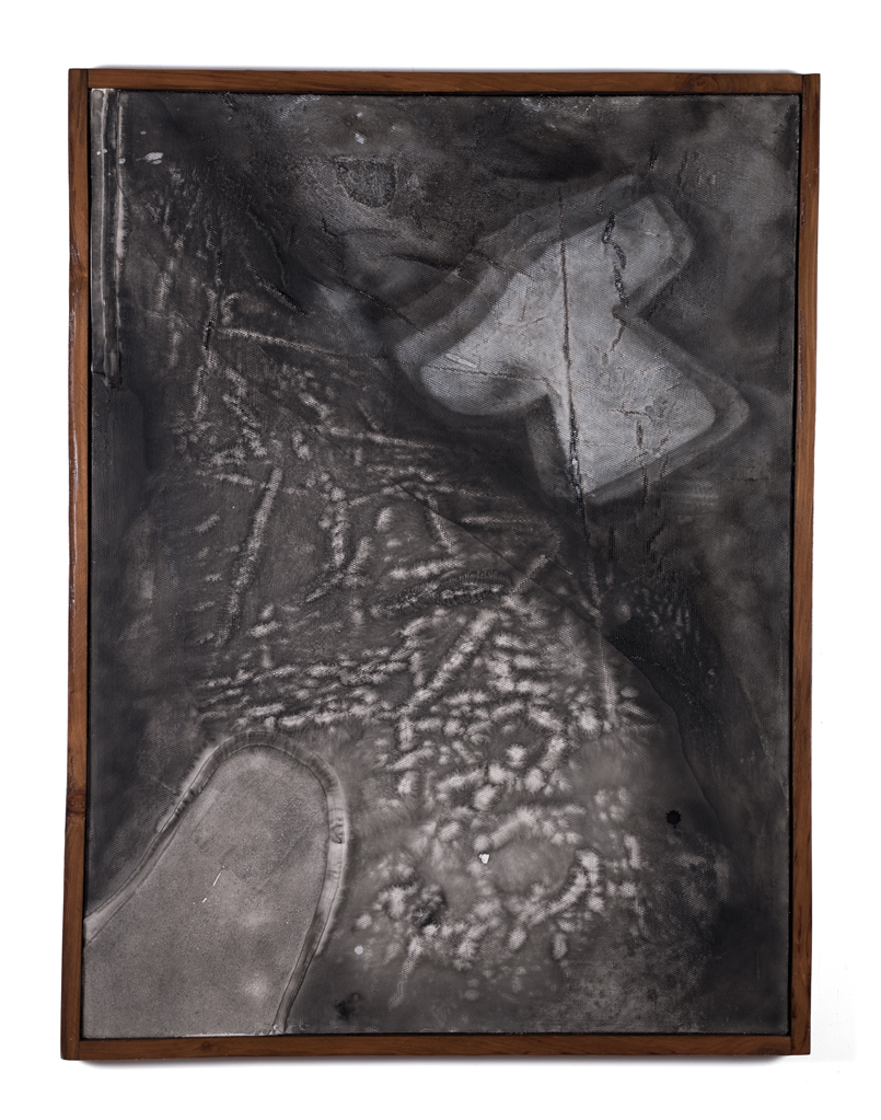 A Passing in the Night 2018 Acrylic ink and mixed media on canvas with redwood frame 38 x 50.25”