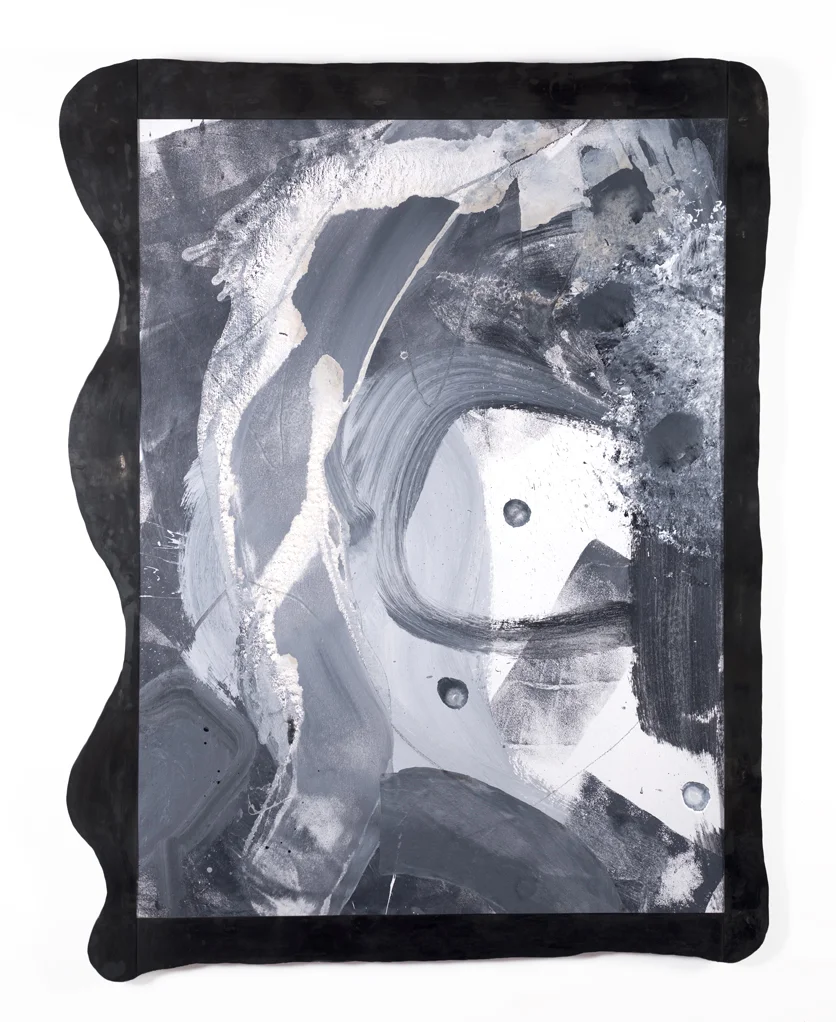 Milkmaid 2019 Acrylic, graphite and felt on canvas with steel frame 42.5 x 54.75”