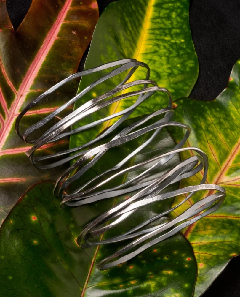 Oxidized Silver Wrap Bracelet