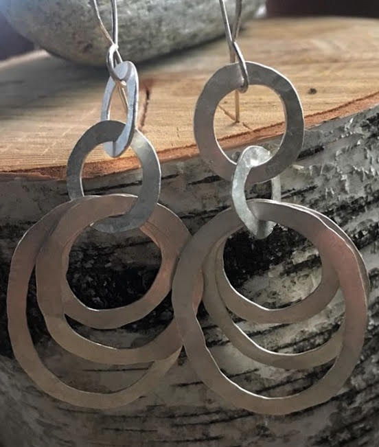 Interlocking Sterling Silver Circle Earrings