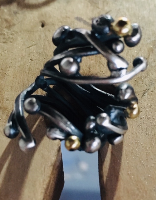 Oxidized Sterling Silver Branch Ring