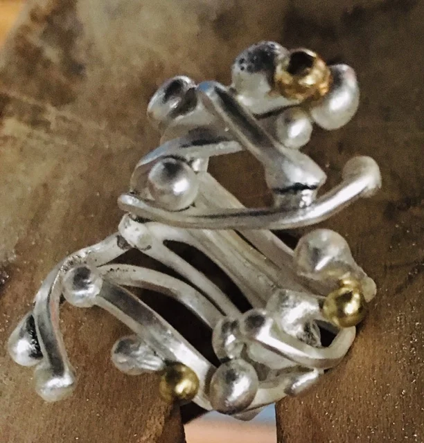 Sterling Silver & 18k Branch Ring