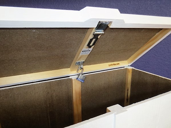 A magnet holds the hasp to the lid when not in use, while a second loop provides a storage location for your favorite style of lock, so it is always ready.