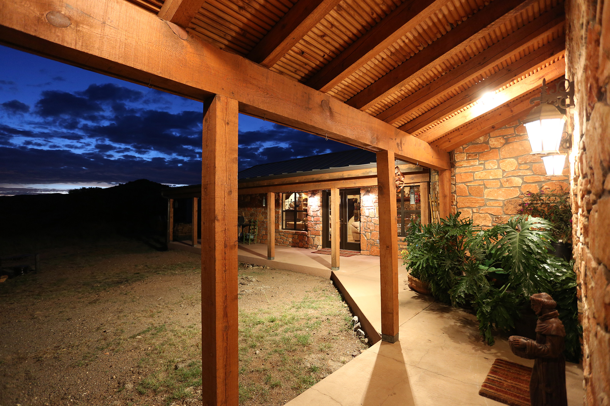 Porch off Main Level Master at Night