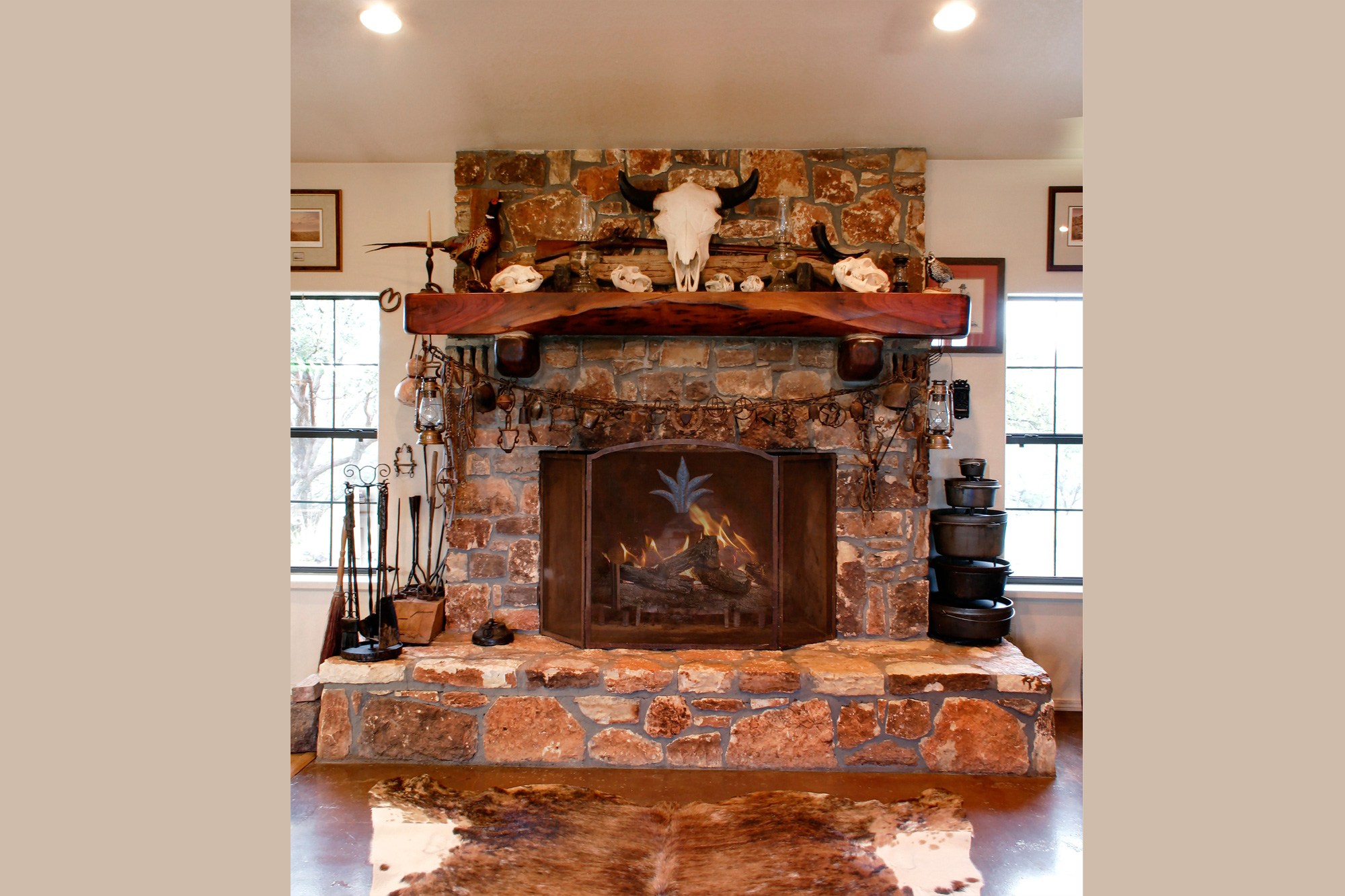 Grand Wood-Burning Fireplace