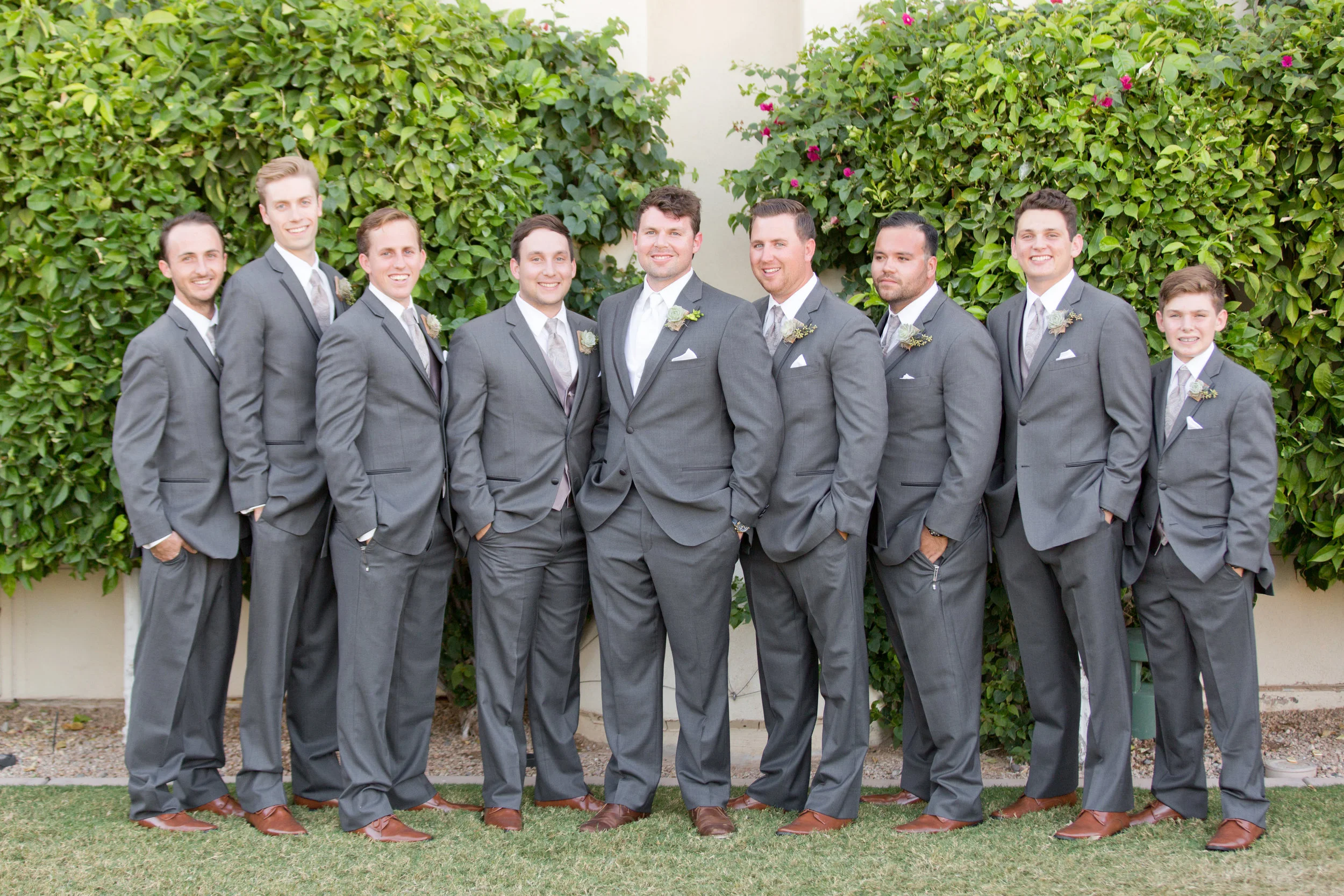 Phoenix-Scottsdale-Arizona-Wedding-Planner-Wedding-Venue-Destination-Wedding-Planner, Omni Montelucia weddings, sunset weddings, Arizona Sunset weddings, wedding details, bridal party, gray groomsmen suits