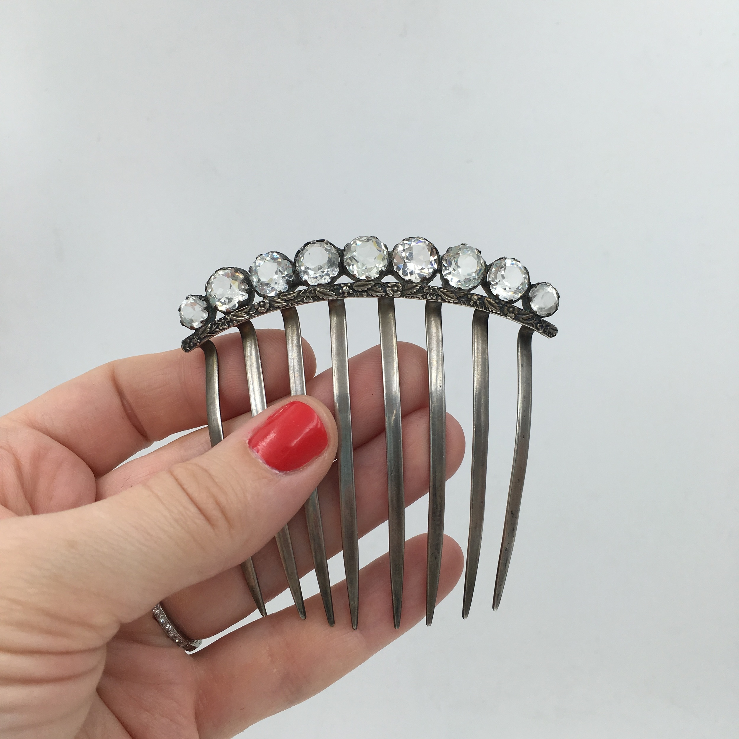 antique paste hair comb, reverie vintage jewelry nyc, estate jewelry nyc, antique jewelry nyc