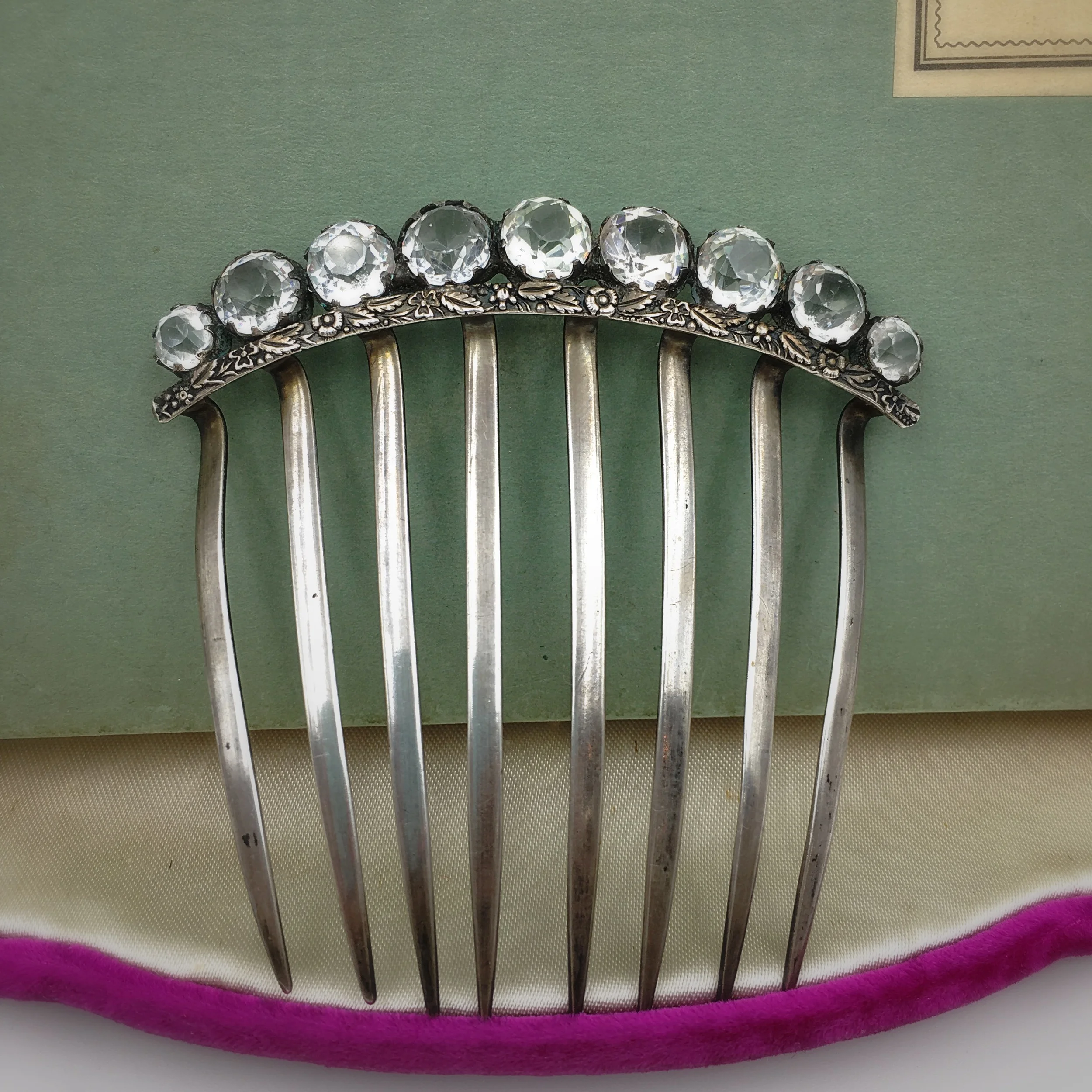 antique paste hair comb, reverie vintage jewelry nyc, estate jewelry nyc, antique jewelry nyc