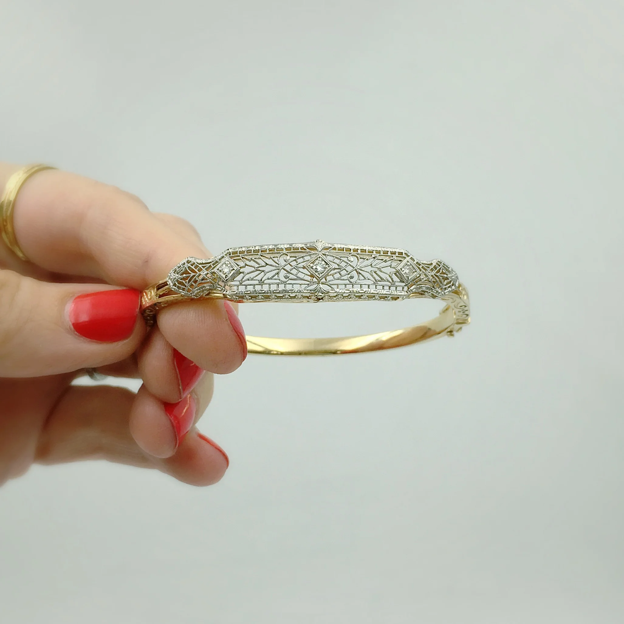 antique filigree wedding bracelet, vintage bridal, Reverie estate jewelry NYC 