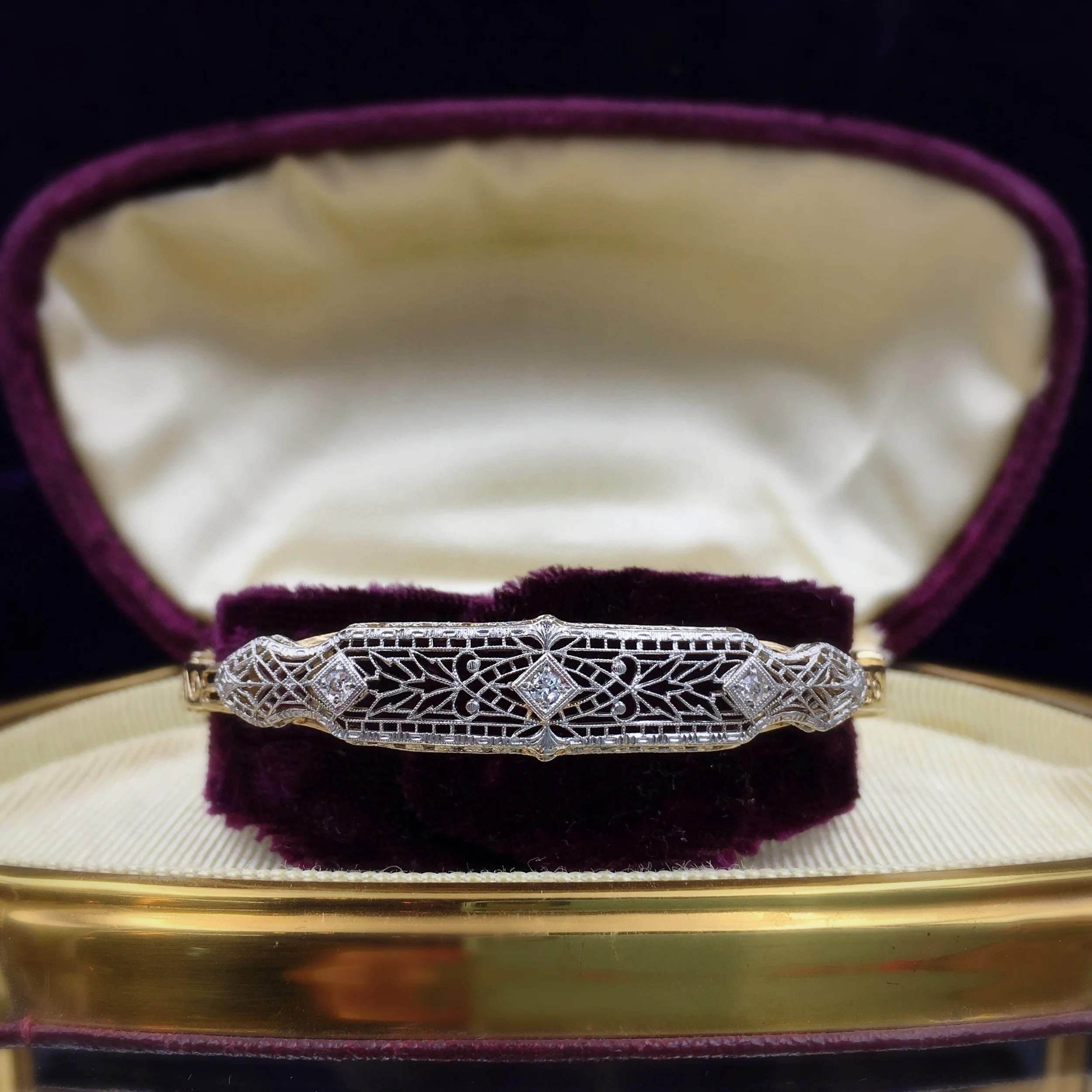 antique filigree wedding bracelet, vintage bridal, Reverie estate jewelry NYC 