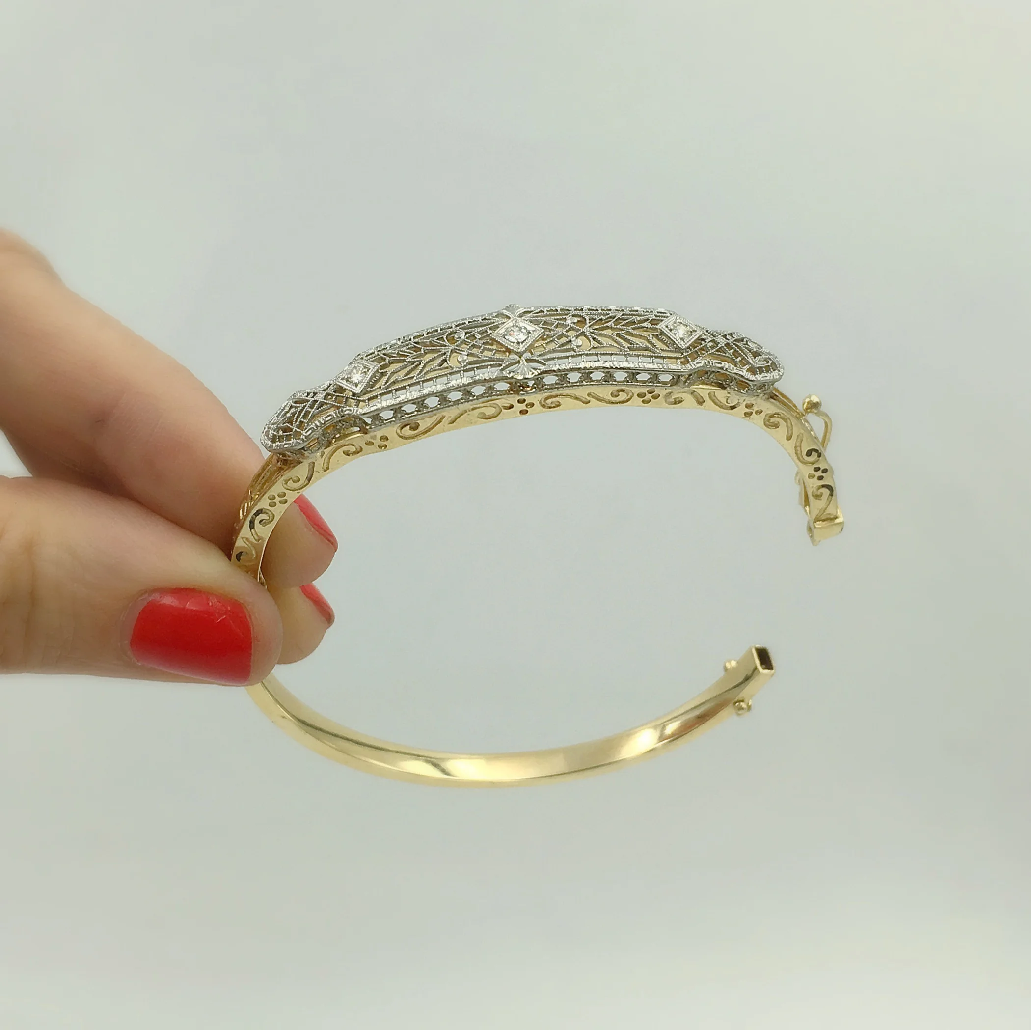 antique filigree wedding bracelet, vintage bridal, Reverie estate jewelry NYC 