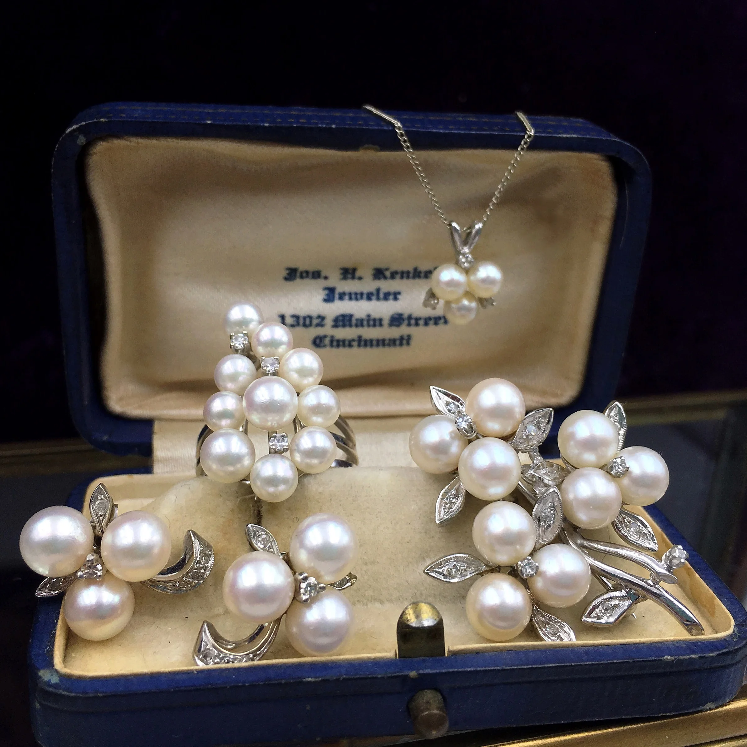 vintage wedding earrings, pearl and diamond mid century bridal jewelry, Reverie vintage jewelry NYC