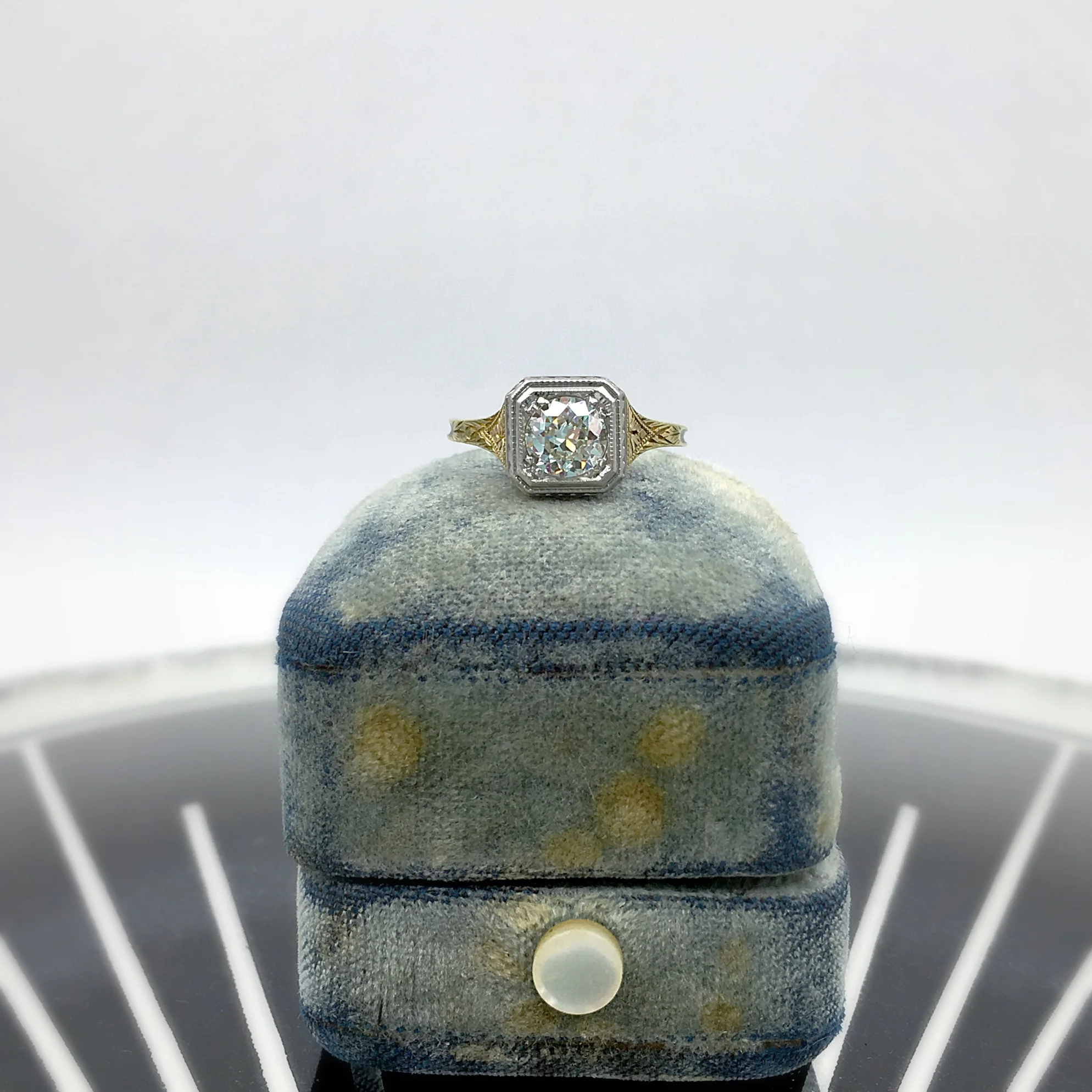 Edwardian filigree solitaire diamond engagement ring, Reverie vintage jewelry nyc