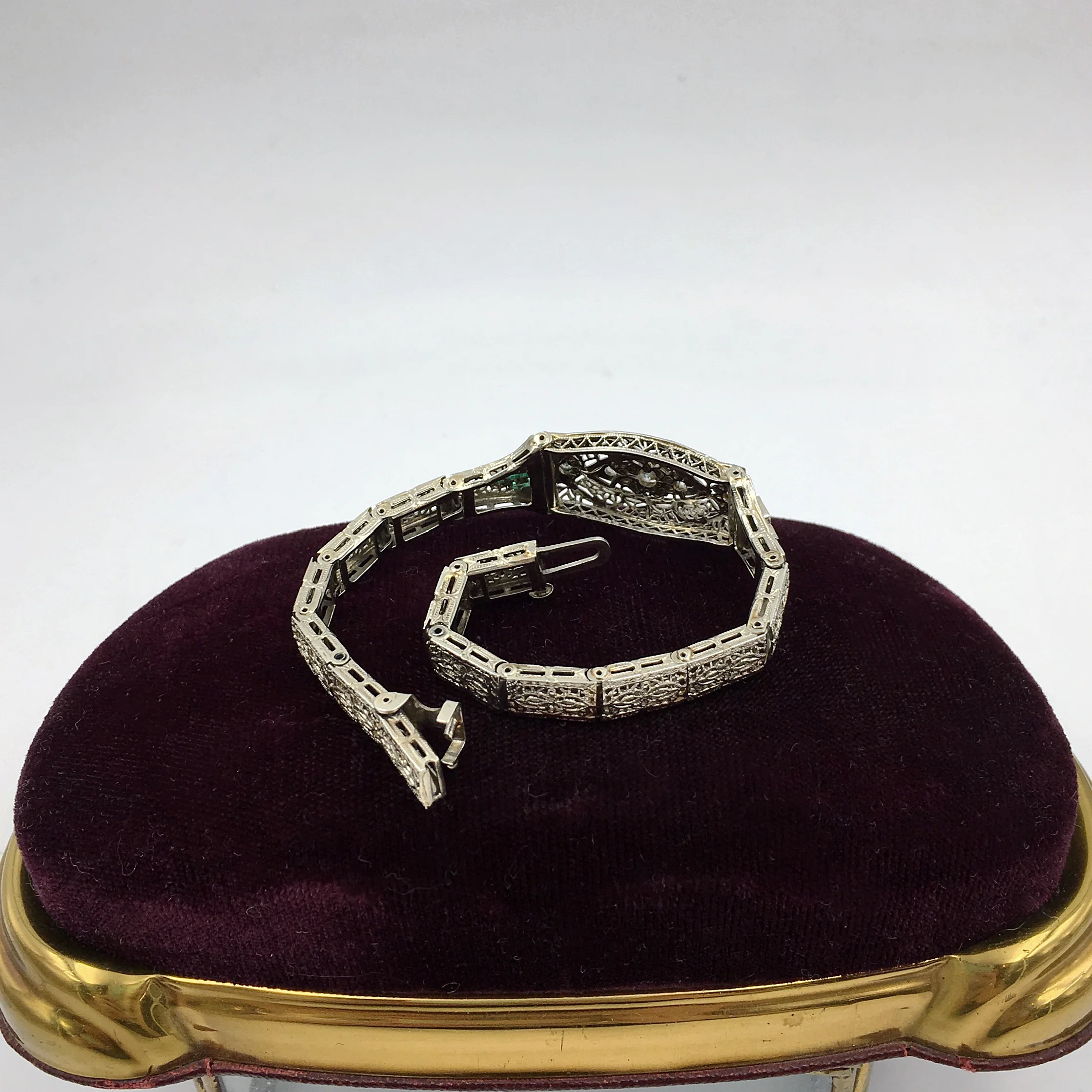 antique diamond filigree bracelet, Reverie vintage estate jewelry NYC 