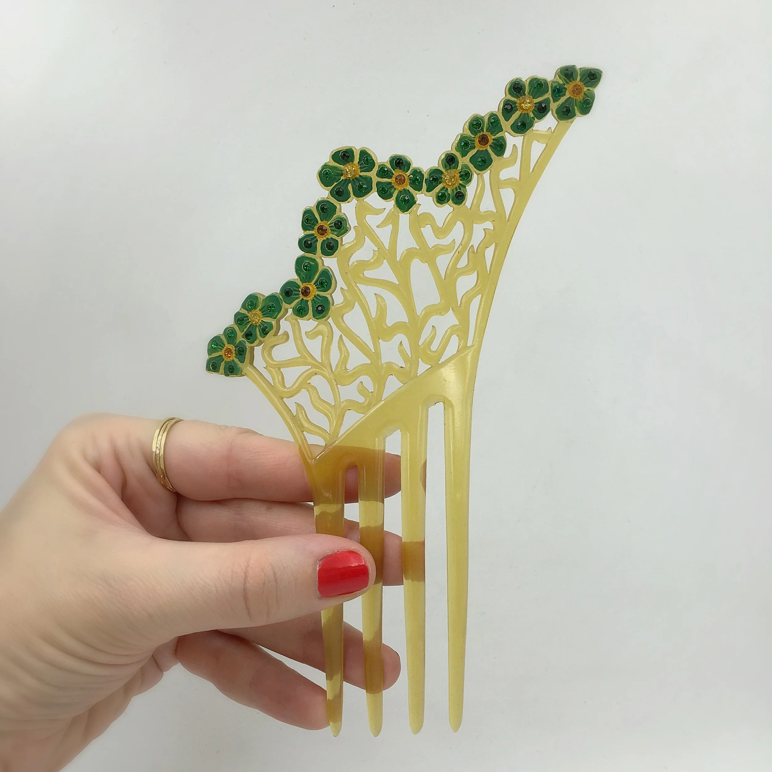 Edwardian celluloid hair comb, gibson girl style, Reverie vintage NYC