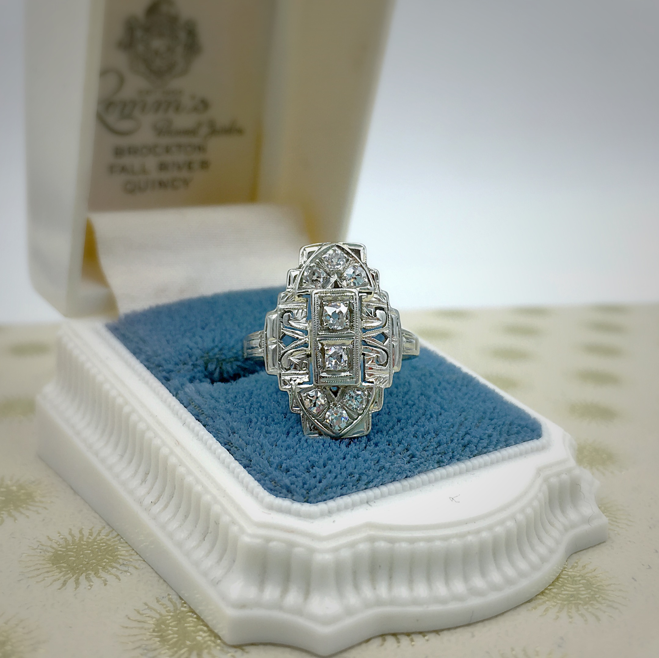 art deco dinner ring, reverie estate diamond jewelry nyc