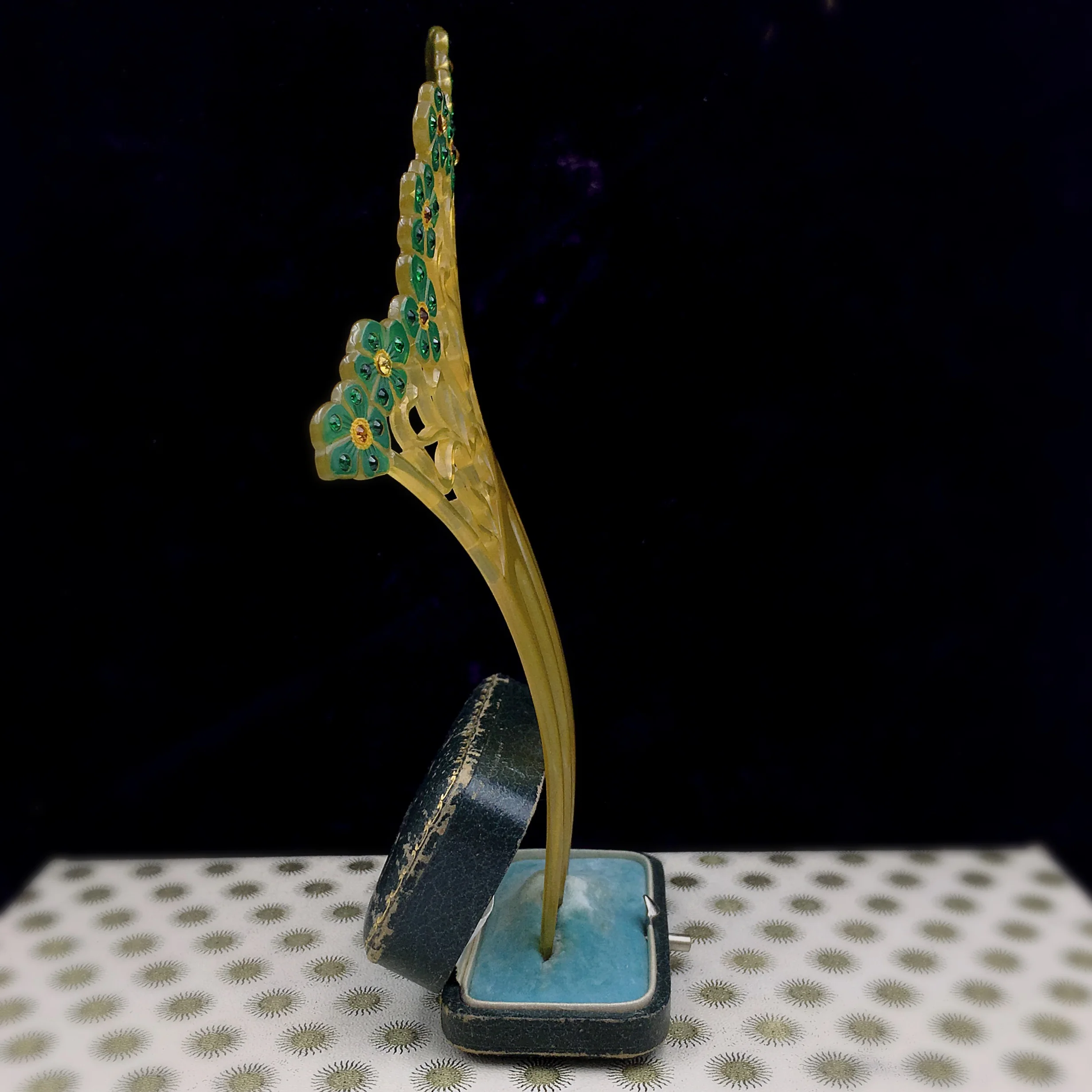 Antique celluloid hair comb, edwardian gibson girl, Reverie vintage shop nyc