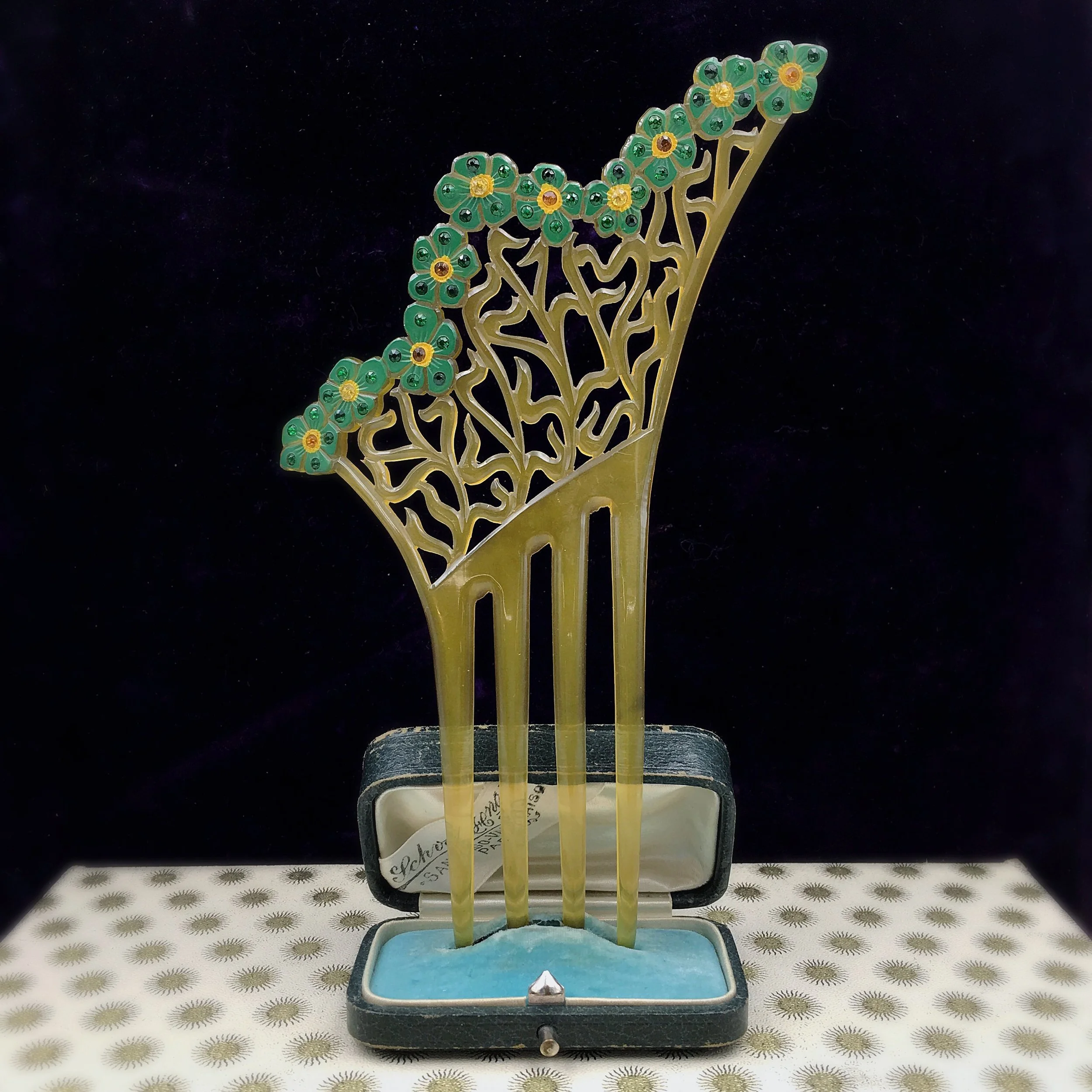 Antique celluloid hair comb, edwardian gibson girl, Reverie vintage shop nyc