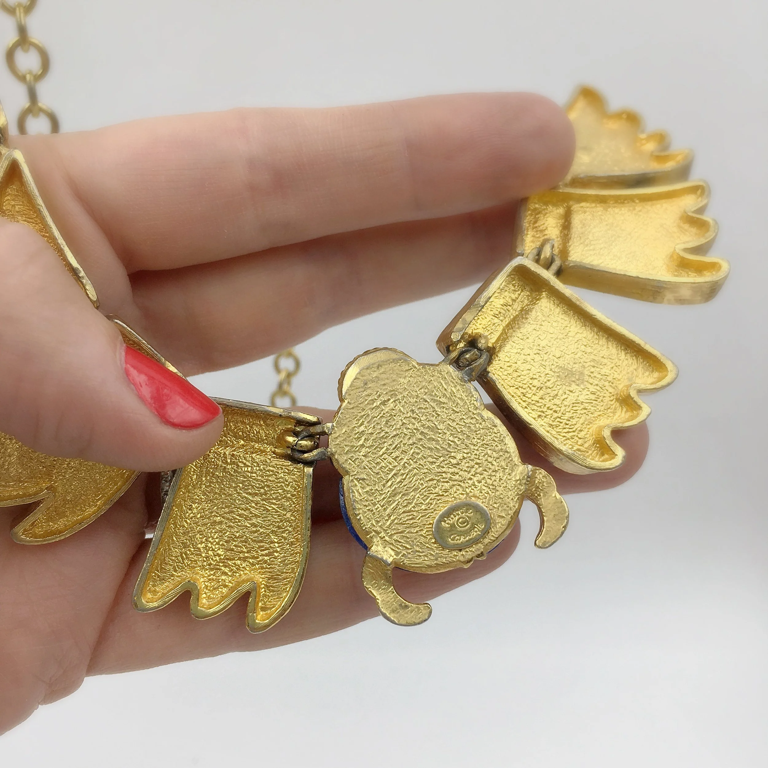 hattie carnegie egyptian revival enamel scarab necklace, reverie vintage jewelry nyc