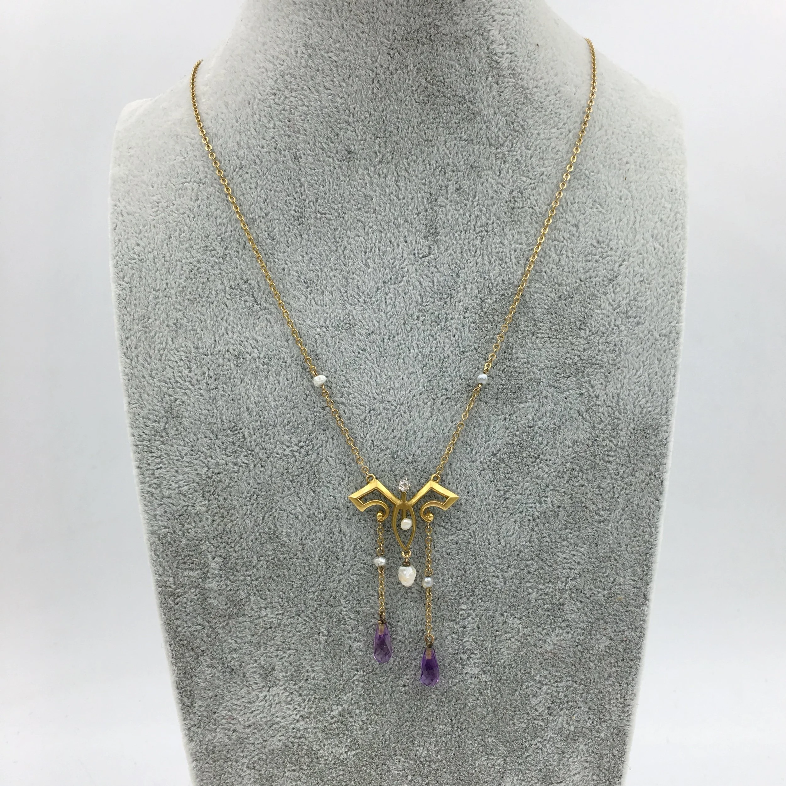 Art Nouveau amethyst diamond lavaliere Reverie estate jewelry NYC